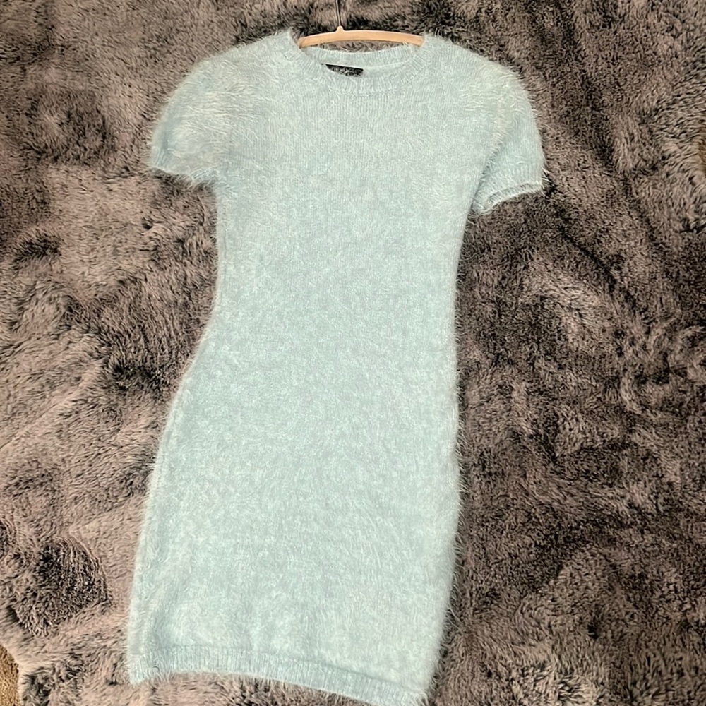 Light Blue faux fur dress, Small, FOREVER XX1.
